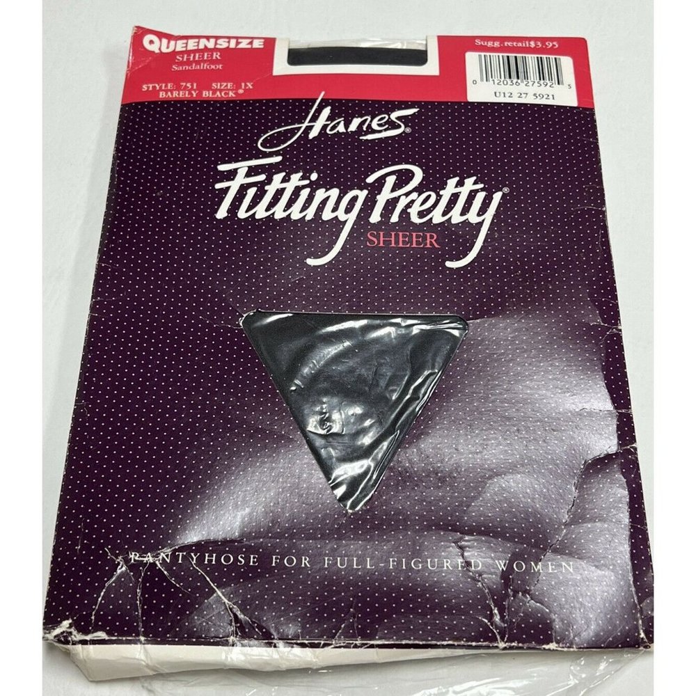 Hanes Fitting Pretty Sheer Sandalfoot Nylon Pantyhose Queen Size 1X Barely Black